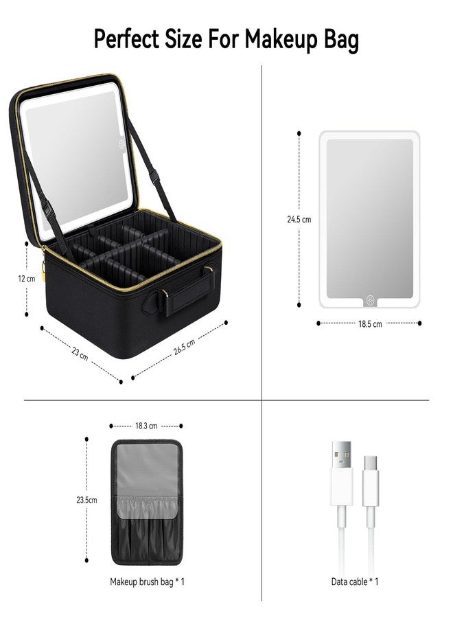 JUSRON Portable Makeup Artist Organizer Bag with Adjustable Dividers, Makeup Brush Holder Storage, Black, Large, High-end & Fashion - Image 4