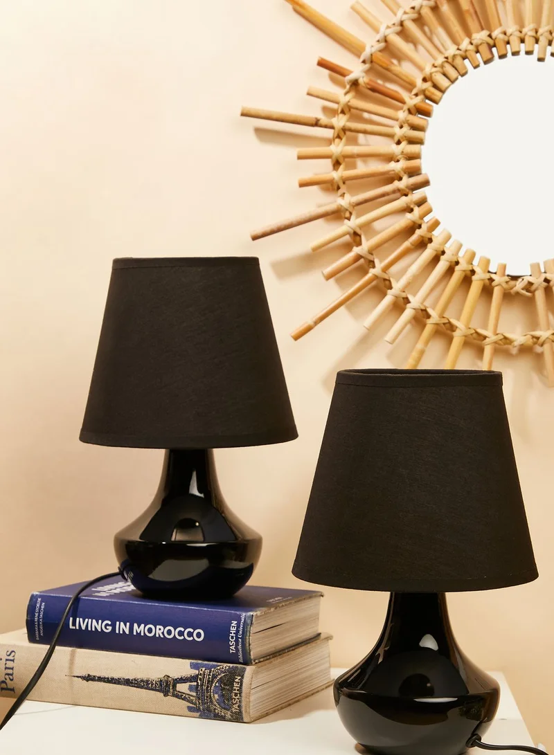 Premier Black Set Of 2 Ceramic Table Lamps Eu Plug