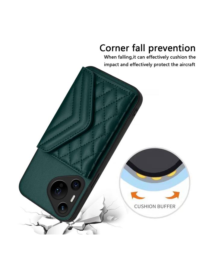 Zaboon Case For Huawei Pura 70 Pro / 70 Pro+ Rhombic Texture Card Bag RFID Phone Case with Long Lanyard - Image 5