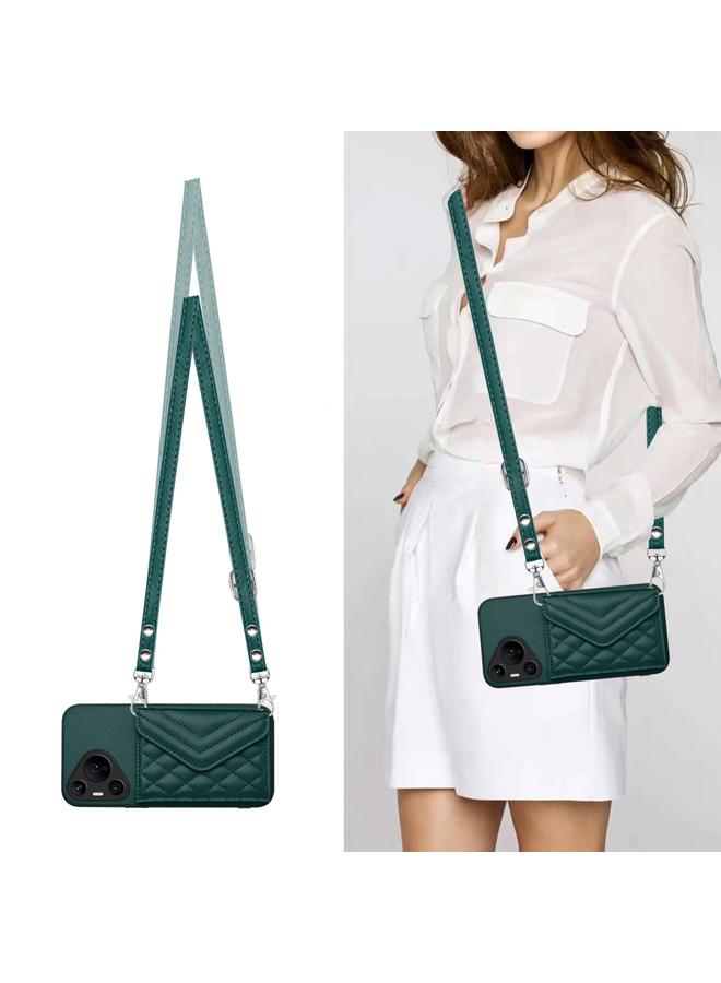 Zaboon Case For Huawei Pura 70 Pro / 70 Pro+ Rhombic Texture Card Bag RFID Phone Case with Long Lanyard - Image 2