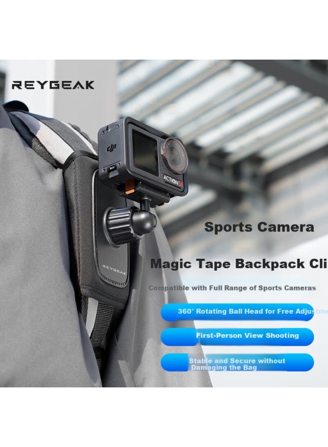 Reygeak Sports Camera Backpack Clip For Gopro 13 12 11 Dji Action 5 Pro 4 3 Insta360 Backpack Mount Shoulder Strap Clip Angle Outdoor - Image 4