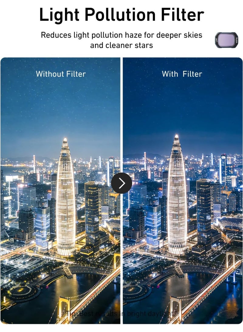 تيليسن طقم فلاتر مغناطيسية من TELESIN لأجهزة DJI Osmo Pocket 4/3 و Xtra Muse – يتضمن عدسة واسعة الزاوية (0.72x)، وفلتر لتقليل التلوث الضوئي، وفلاتر سينمائية للتشتيت الأسود (1/4)؛ ملحقات مثالية لمدونات الفيديو (Vlog)، والسفر، والتصوير الليلي. - Image 3