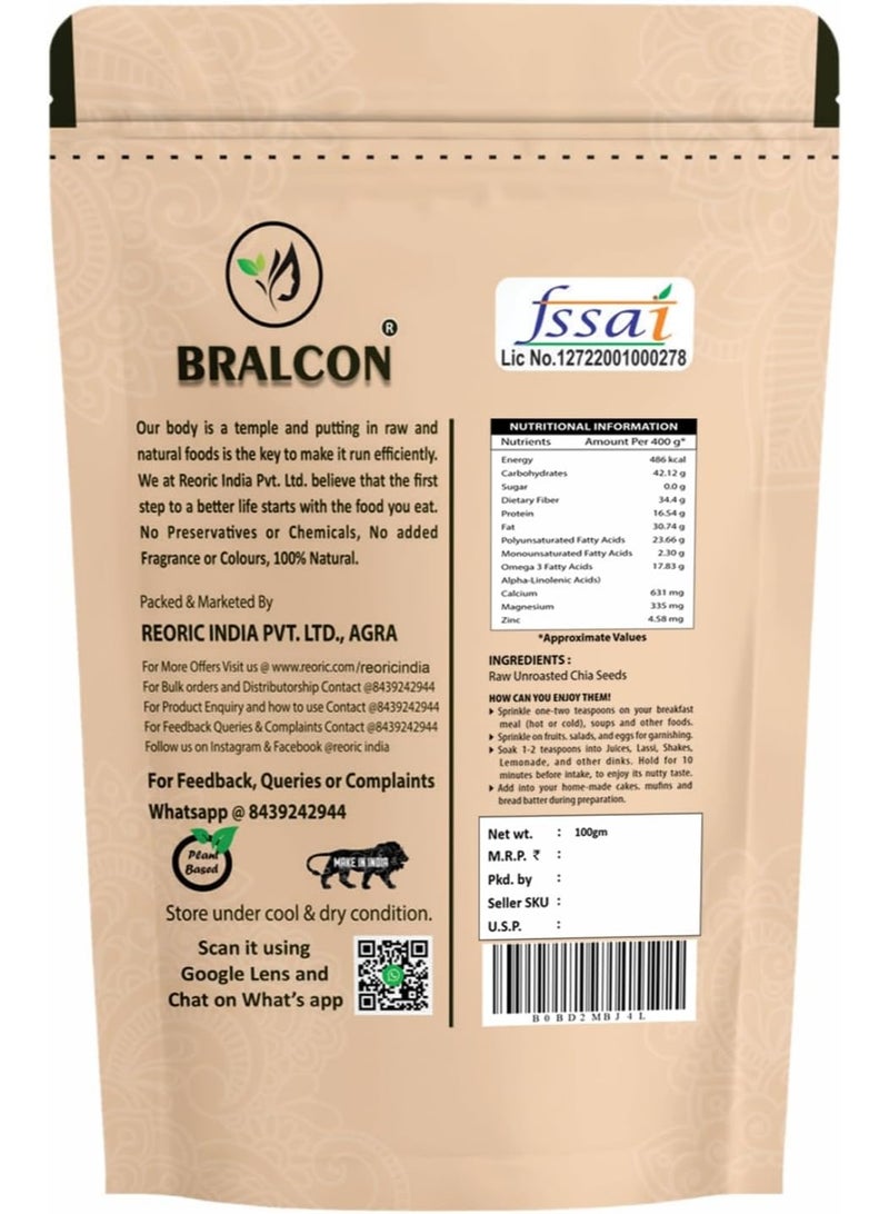 BRALCON Raw Organic Seeds Combo of Chia seeds, Pumpkin Seeds, Sunflower Seeds, Flax Seeds for Eating - 400g (4 x 100g Each Pack) - Image 2