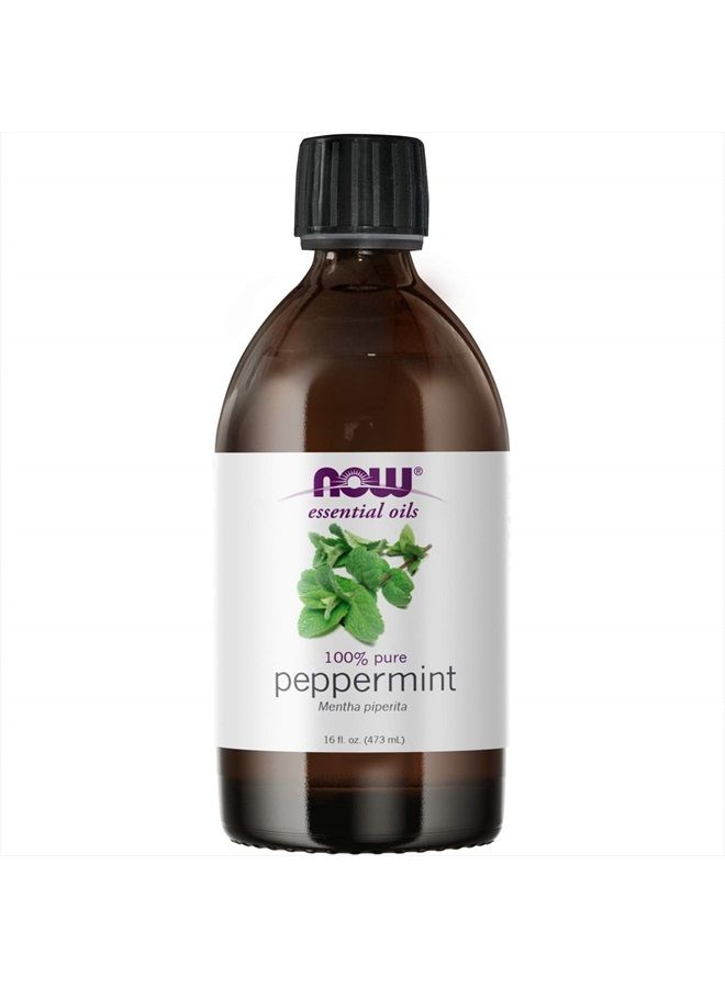 now Essential Oils, Peppermint Oil, Invigorating Aromatherapy Scent, Steam Distilled, 100% Pure, Vegan, Child Resistant Cap, 16-Ounce - Image 1