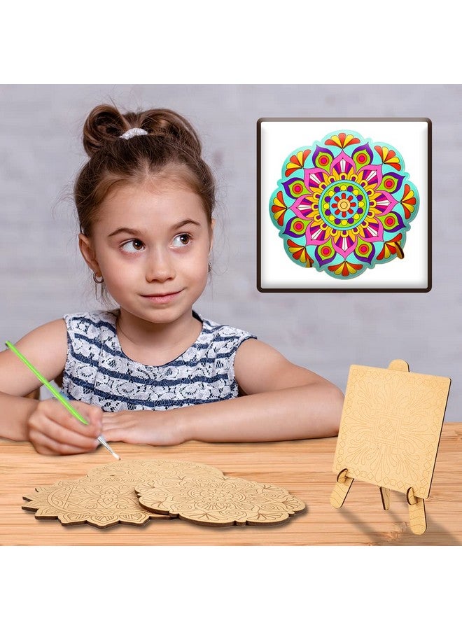 RATNA'S Wooden Mandala Art The Coloring Kit with 6 Design MDF Frame & Water Color for Kids - Image 5