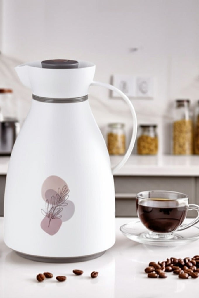 تراست ترمس شاي/قهوة بلاستيكي 1 لتر أبيض/رمادي - Image 2