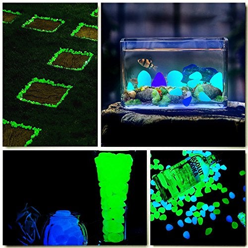 chic style 340pcs Glow in The Dark Garden Pebbles, Gardening Luminous Glow Stones Outdoor Decor Glowing Water Fish Tank Gravel (Blue Green) - Image 2