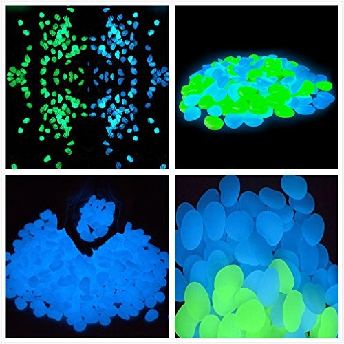 chic style 340pcs Glow in The Dark Garden Pebbles, Gardening Luminous Glow Stones Outdoor Decor Glowing Water Fish Tank Gravel (Blue Green) - Image 4