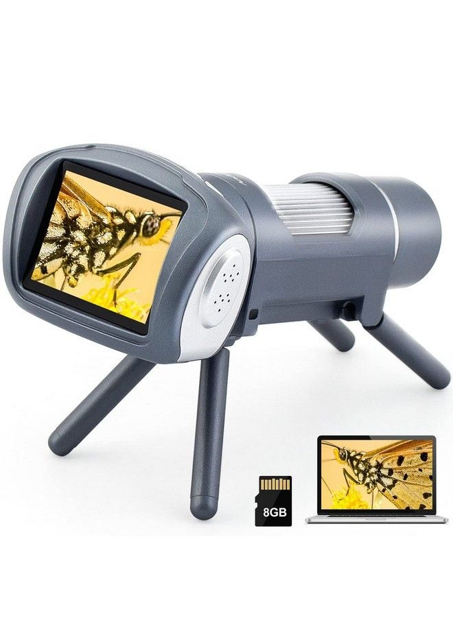 Andonstar Ad012 Portable Microscope Kit For Kids 2" Lcd Kids Microscope With Prepared Slides 8G Sd Card Windows Pc Compatible Stem Educational Toys For Indoor Outdoor Use Ages 5+ (Gray)  - Image 1
