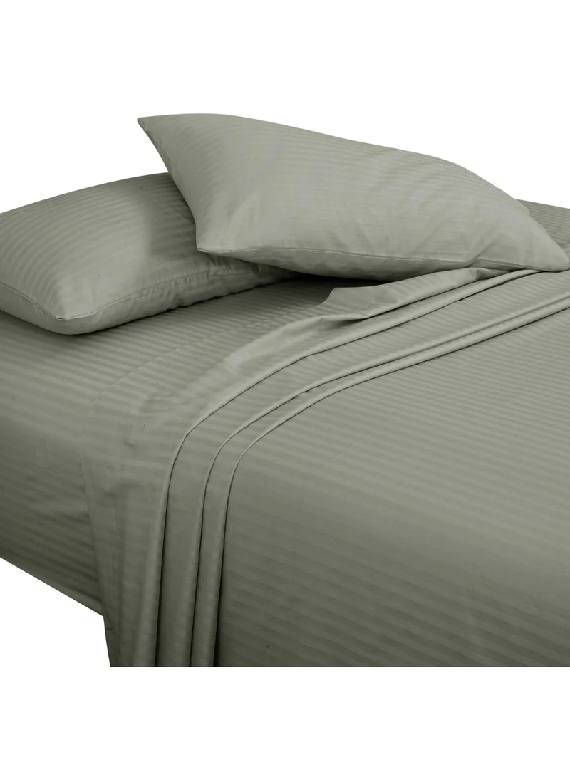 Bliss Casa Bliss Casa 3 Pieces 1cm Stripe Bed Sheets Queen (155x200+30 cm) - Soft Satin Sheet Set with Pillowcases - Deep Pocket, Hotel Collection, Luxury Bedding Set include 1 fitted Sheet, 2 Pillowcases -Grey