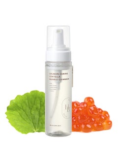 HEVEBLUE Salmon Caring Centella Bubble Cleanser  Salmon PDRN pH 55 Salmon Egg Extract Centella Moisturizing Balancing Pore Cleansing Low Irritation Korean Skincare Hypoallergenic 