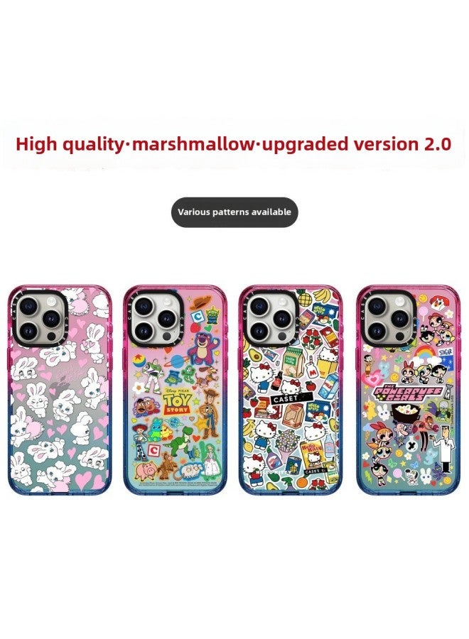 CASE Co-star For 15Pro Phone Case For Apple For Iphone14 Case 13 Cotton Candy 2.0-Colour:Marshmallow-2.0 Upgraded Version [care For Yourself Stickers]-Applicable Model:Ip13/14 Universal