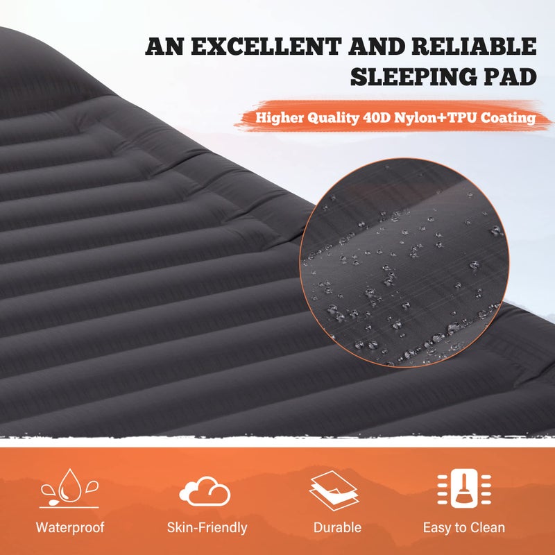 TOBTOS Double Sleeping Pad for Camping, Extra Thick 6" Camping Mattress 2 Person with Pillow Built-in Foot Pump, Inflatable Sleeping Mat for Camp, Backpacking, Hiking, Traveling - Image 4