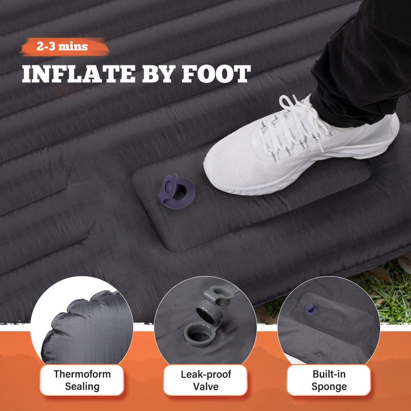 TOBTOS Double Sleeping Pad for Camping, Extra Thick 6" Camping Mattress 2 Person with Pillow Built-in Foot Pump, Inflatable Sleeping Mat for Camp, Backpacking, Hiking, Traveling - Image 5