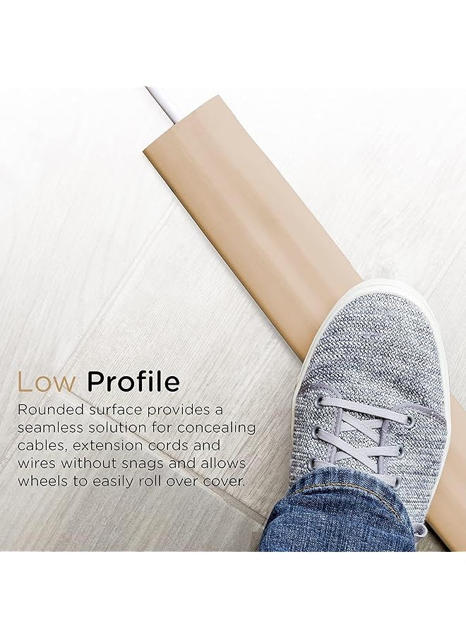 erorex 6Ft Floor Cord Cover Cable Protector Hide Extension Cords Protect Cords Prevent Cable Trips Heavy Duty Cord Hider Cable Cavity = 0.75 Inch W X 0.43 Inch H Tan  - Image 5