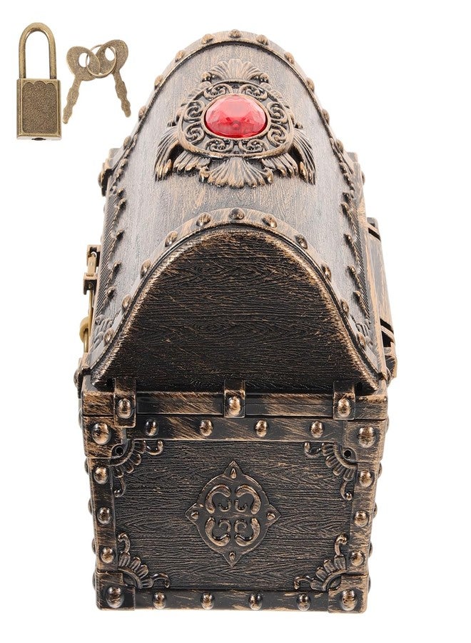 Vaguelly Large Pirate Treasure Chest for Kids - Vintage Lockable Storage Box with Key for Toys Gems and Special Treasures - Ideal for Birthday Parties Halloween Christmas and Imaginative Play - Image 4