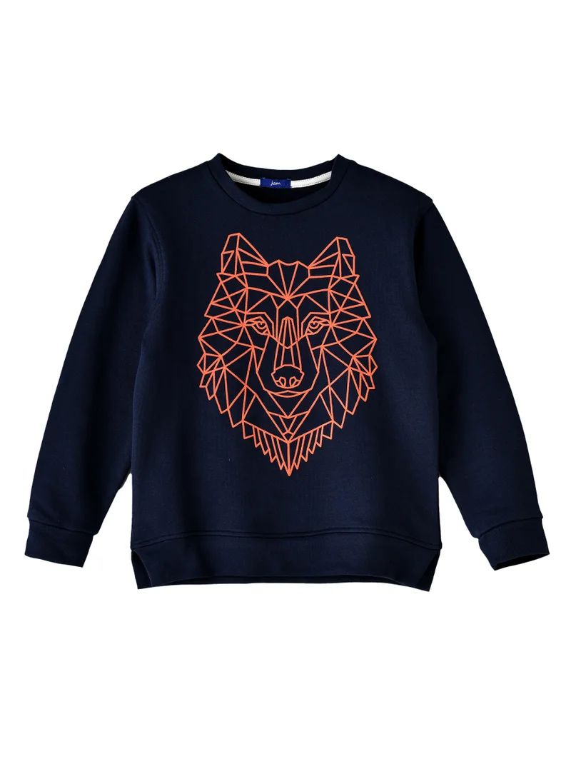 جام Boys' Geometric Wolf Graphic Sweatshirt