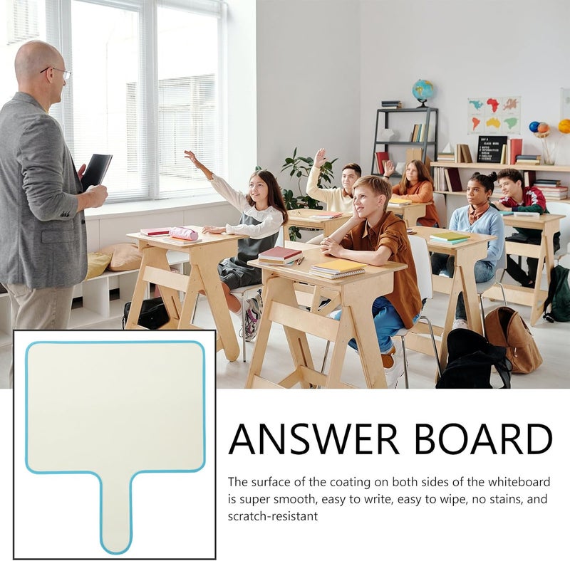 Hanging space save Double-Sided Handheld Answer Whiteboard Paddle, Erasable Quick Response Writeable Board for Classroom Interaction, Teaching Prop in Blue, Processed natural substance - Image 3