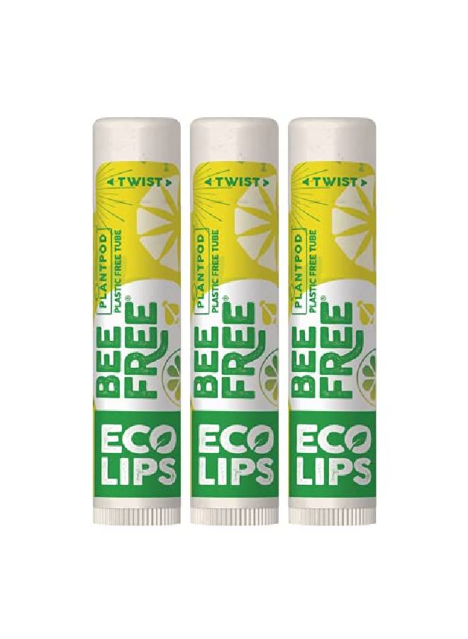 Eco Lips Vegan Lip Balm Lemon Lime Flavor 3 Pack Natural Bee Free With Candelilla Wax Organic Cocoa Butter & Coconut Oil Lip Care Soothe & Moisturize Dry Cracked And Chapped Lips 100% - Image 1
