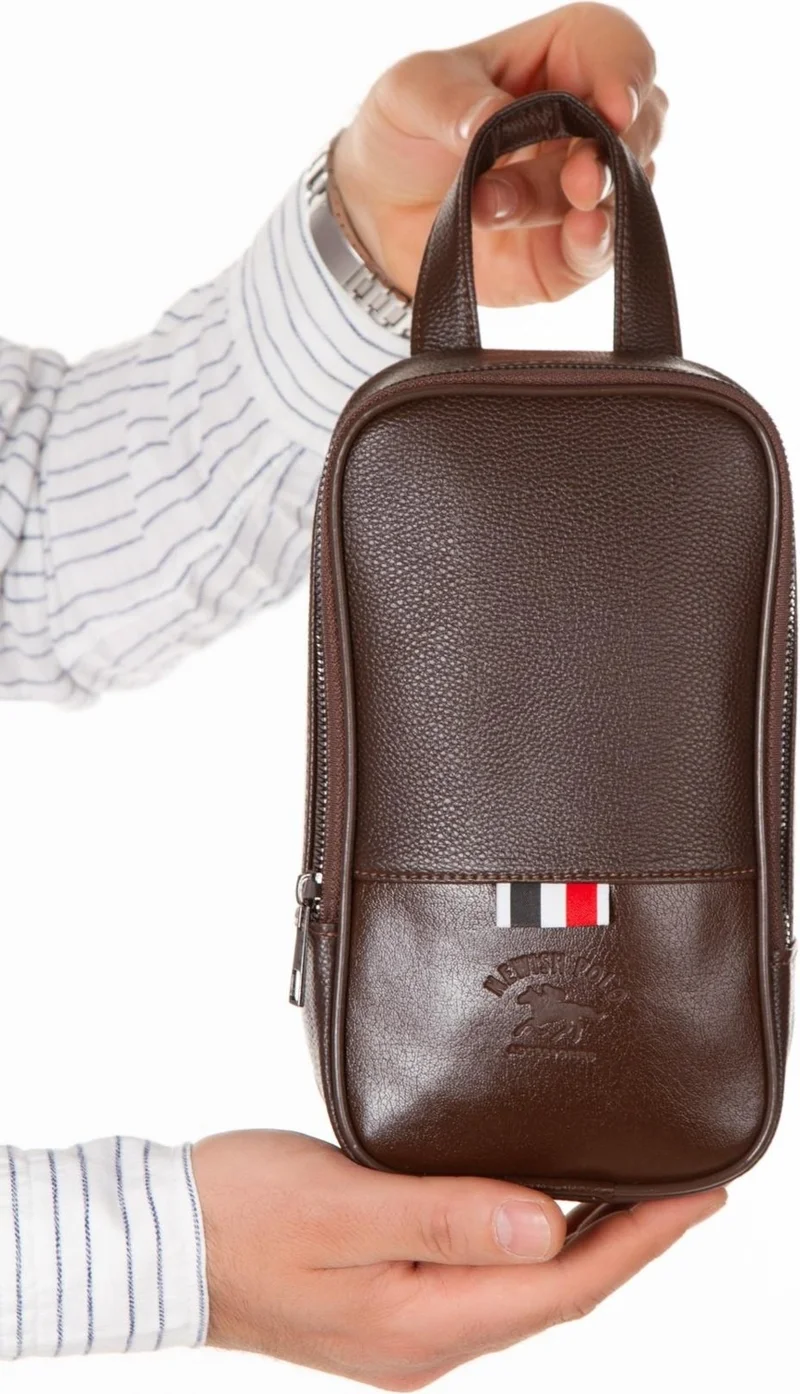 نيويش بولو Brown Clutch Shaving & Makeup Bag