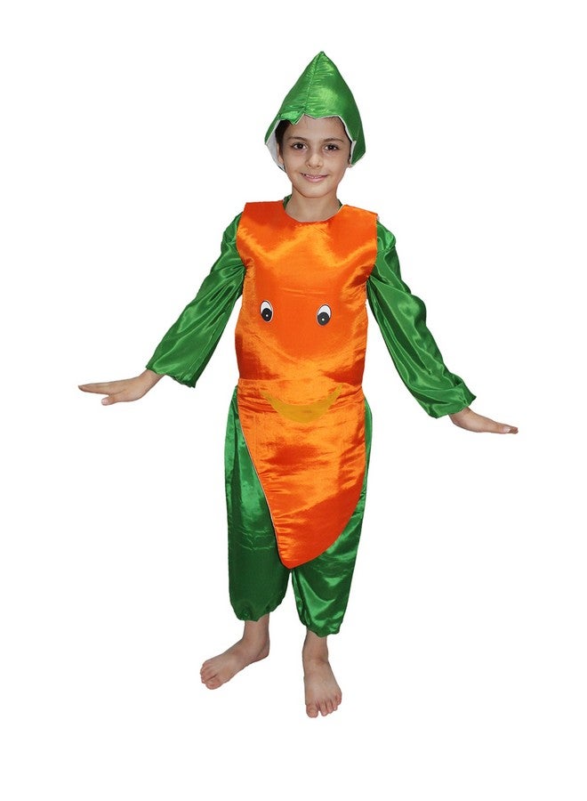 Kaku Fancy Dresses Polyester Carrot Vegetable Costume -Orange & Green, 7-8 Years, for Boys & Girls - Image 1