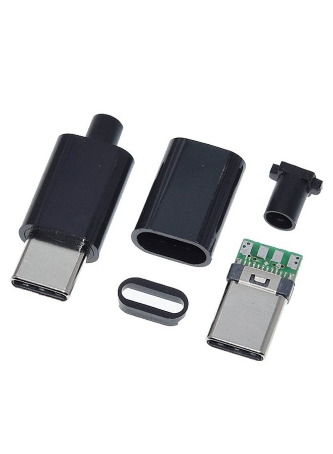 ANMBEST 20 مجموعة من موصلات USB 3.1 Type C الذكورية ذات 24 سنًا وواجهة خط بيانات لحام 24 سنًا ووحدة دعم لوحة PCB (10 مجموعات باللون الأسود + 10 مجموعات باللون الأبيض) - Image 3