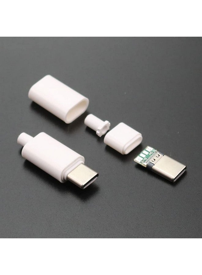 ANMBEST 20 مجموعة من موصلات USB 3.1 Type C الذكورية ذات 24 سنًا وواجهة خط بيانات لحام 24 سنًا ووحدة دعم لوحة PCB (10 مجموعات باللون الأسود + 10 مجموعات باللون الأبيض) - Image 4
