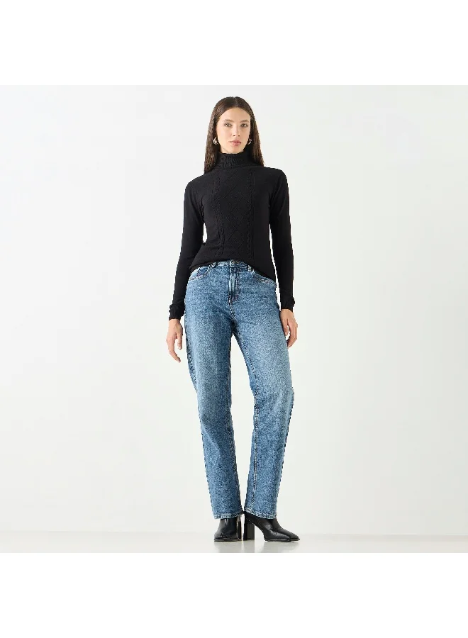 2Xtremz 2Xtremz Textured High Neck Sweater with Long Sleeves