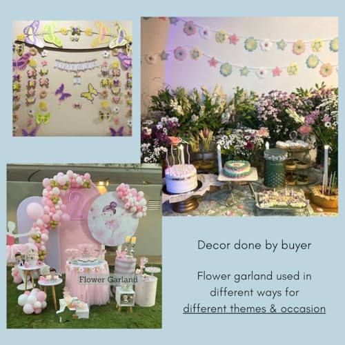 Pinfliers Summer, Flower Theme Birthday Decoration/Girls,Kids,Welcome Home,Baby Shower,Backdrop,Wall/Bunting Flags for Decorations,Banner,Streamers/Ugadi Decor Items/18 Pastel Paper Flowers/60 in - Image 3