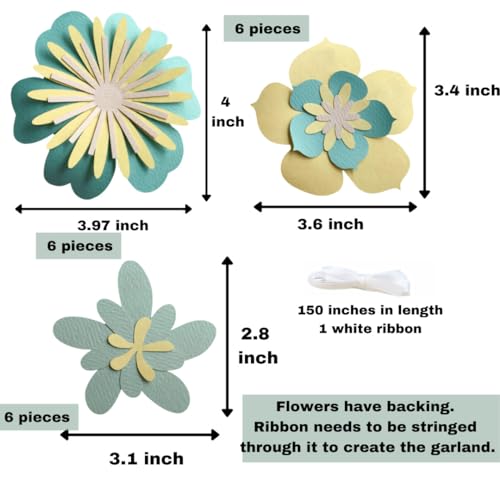 Pinfliers Summer, Flower Theme Birthday Decoration/Girls,Kids,Welcome Home,Baby Shower,Backdrop,Wall/Bunting Flags for Decorations,Banner,Streamers/Ugadi Decor Items/18 Pastel Paper Flowers/60 in - Image 2
