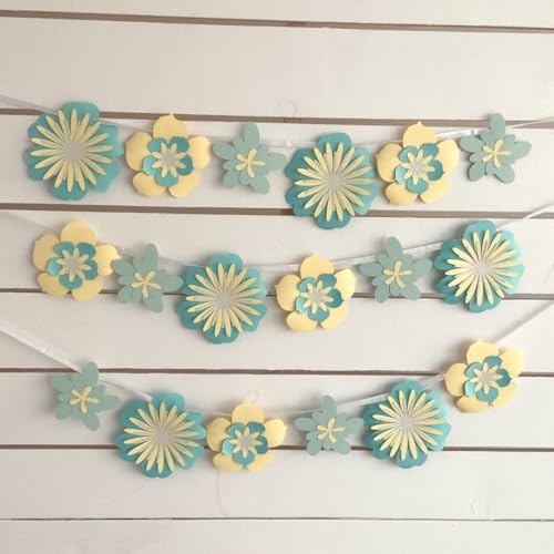 Pinfliers Summer, Flower Theme Birthday Decoration/Girls,Kids,Welcome Home,Baby Shower,Backdrop,Wall/Bunting Flags for Decorations,Banner,Streamers/Ugadi Decor Items/18 Pastel Paper Flowers/60 in - Image 1