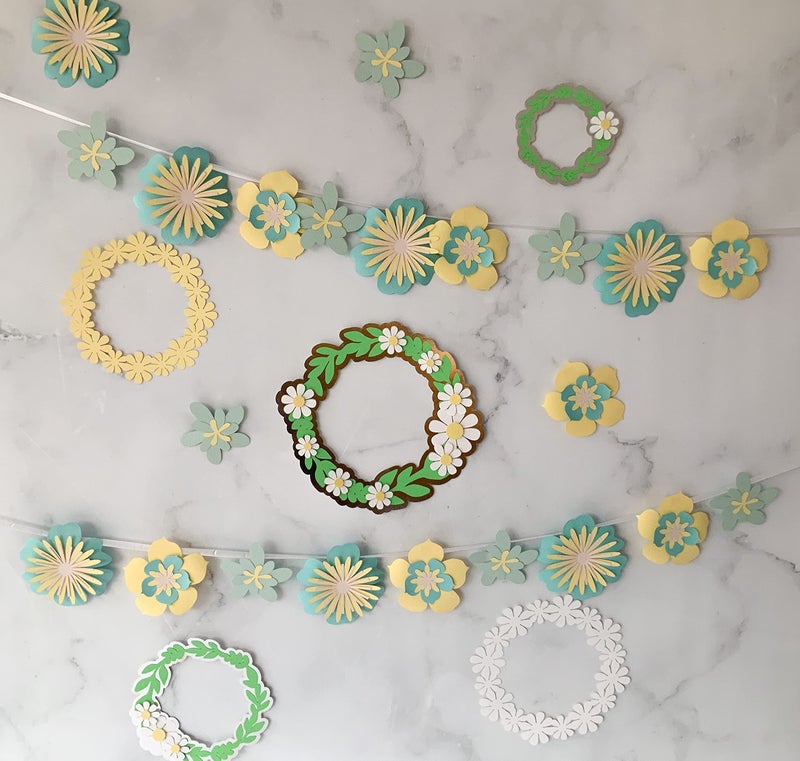 Pinfliers Summer, Flower Theme Birthday Decoration/Girls,Kids,Welcome Home,Baby Shower,Backdrop,Wall/Bunting Flags for Decorations,Banner,Streamers/Ugadi Decor Items/18 Pastel Paper Flowers/60 in - Image 4