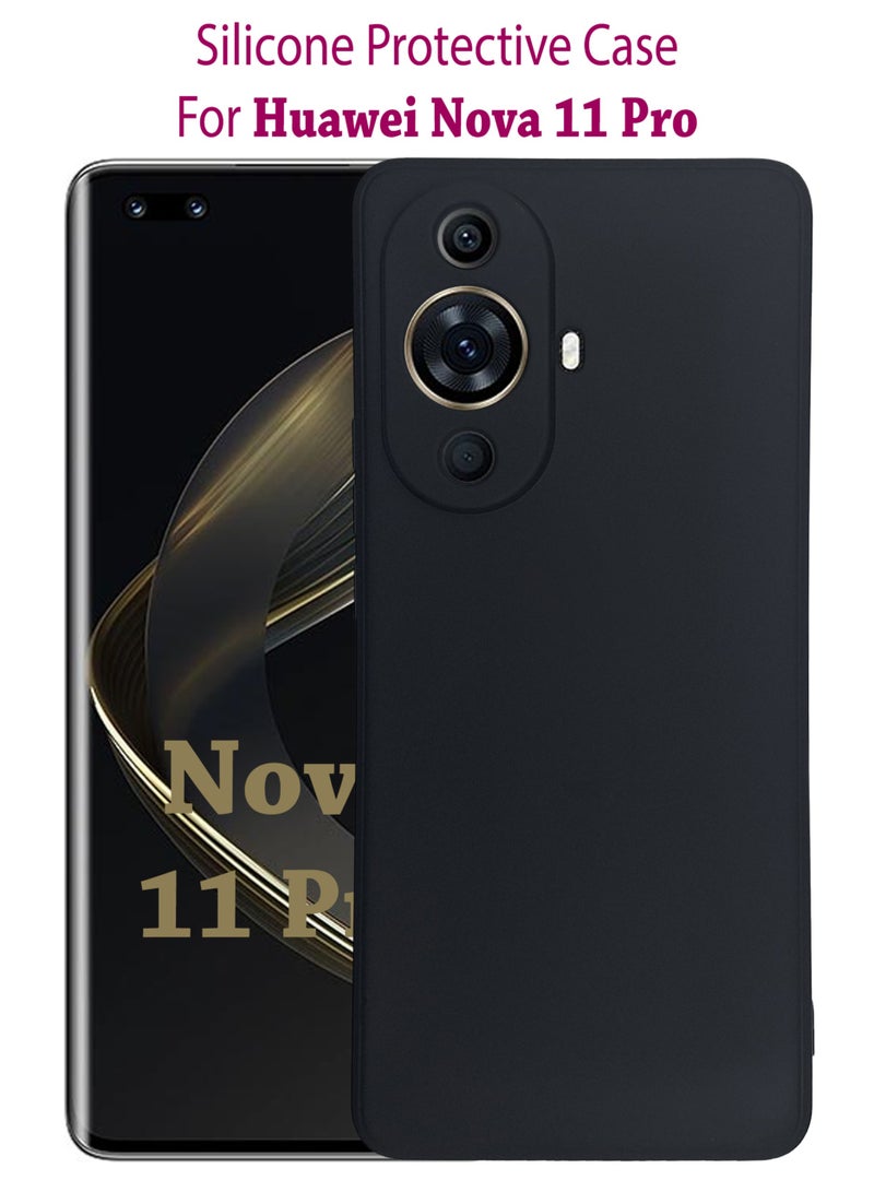 ولديك غطاء حماية خلفي من السيليكون لهاتف هواوي نوفا 11 برو - أسود - Image 1