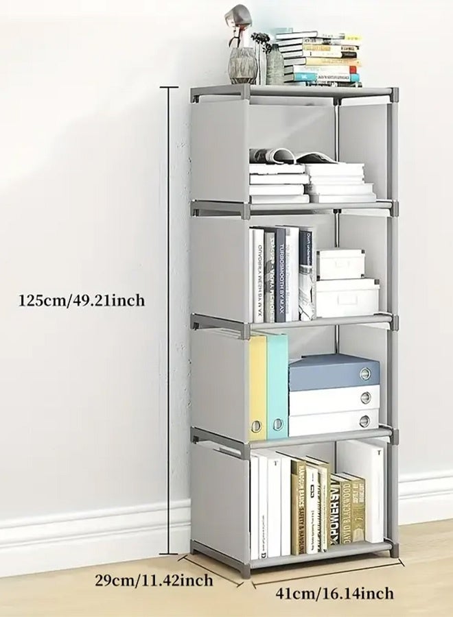 ييجيا السلع المنزلية خزائن كتب عمودية ممتدة من الأرض إلى السقف مع 5 طوابق و 4 شبكات مع حاويات خلفية ، ورفوف تخزين عمودية مستطيلة ، تستخدم في المكاتب المنزلية ، وغرف النوم ، وغرف المعيشة ، والمطابخ،والمهاجع المدرسية - سهلة التجميع ، وخزائن كتب متكاملة مقاومة للغبار ، ومنظم تخزين خزائن كتب بسيطة ، رمادي - Image 2