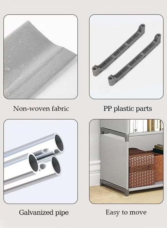 ييجيا السلع المنزلية خزائن كتب عمودية ممتدة من الأرض إلى السقف مع 5 طوابق و 4 شبكات مع حاويات خلفية ، ورفوف تخزين عمودية مستطيلة ، تستخدم في المكاتب المنزلية ، وغرف النوم ، وغرف المعيشة ، والمطابخ،والمهاجع المدرسية - سهلة التجميع ، وخزائن كتب متكاملة مقاومة للغبار ، ومنظم تخزين خزائن كتب بسيطة ، رمادي - Image 5