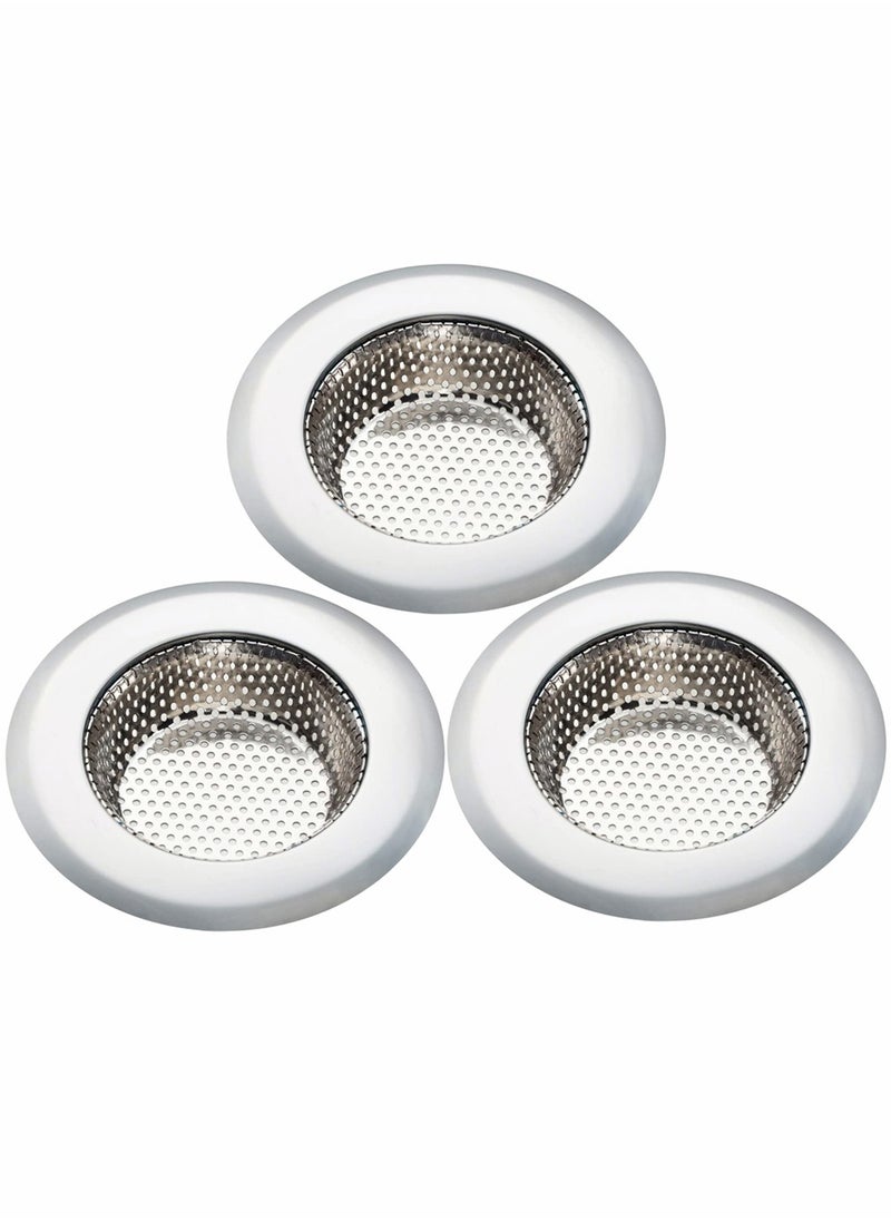 3-Piece Stainless Steel Kitchen Sink Strainer Removable Heavy-Duty Drain Filter Perfect for Kitchen Bathroom Basin Laundry Stop Hair Disposal Waste , Chrome