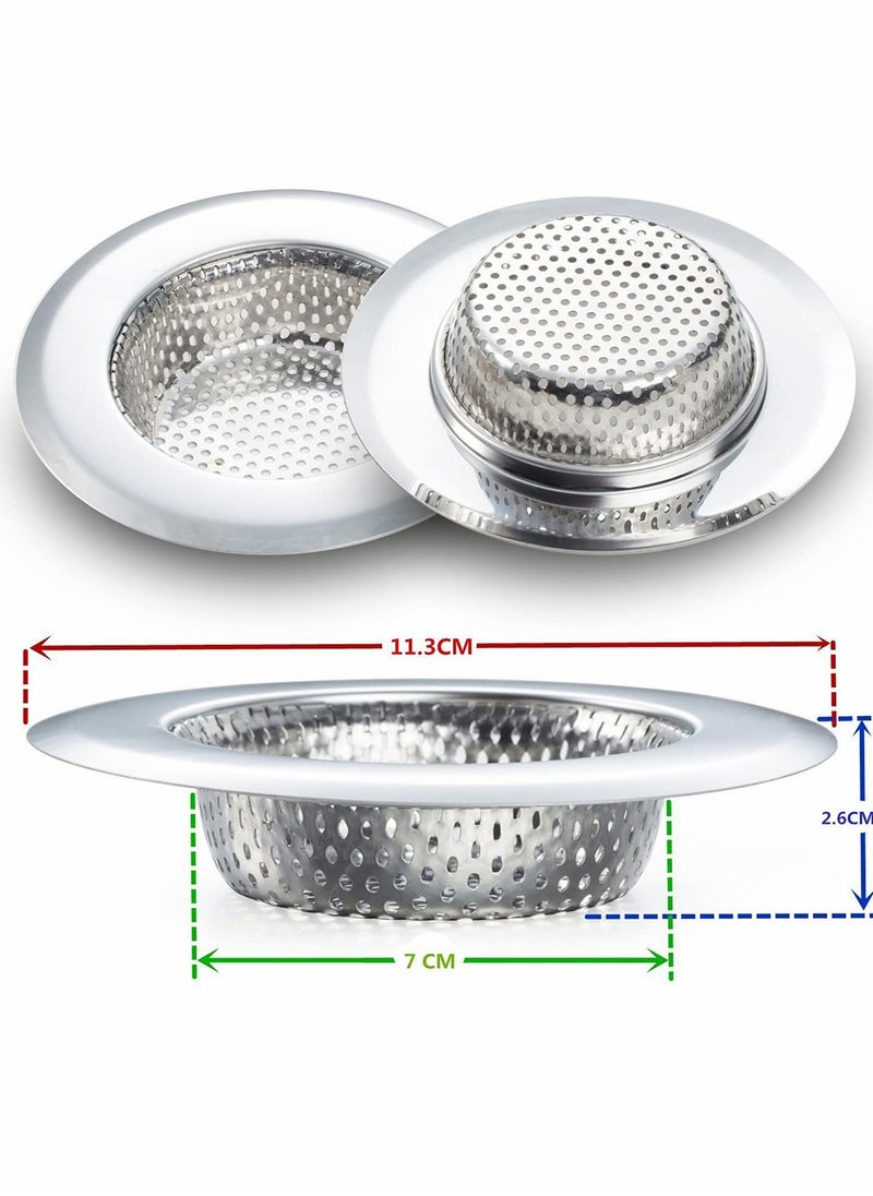 3-Piece Stainless Steel Kitchen Sink Strainer Removable Heavy-Duty Drain Filter Perfect for Kitchen Bathroom Basin Laundry Stop Hair Disposal Waste , Chrome