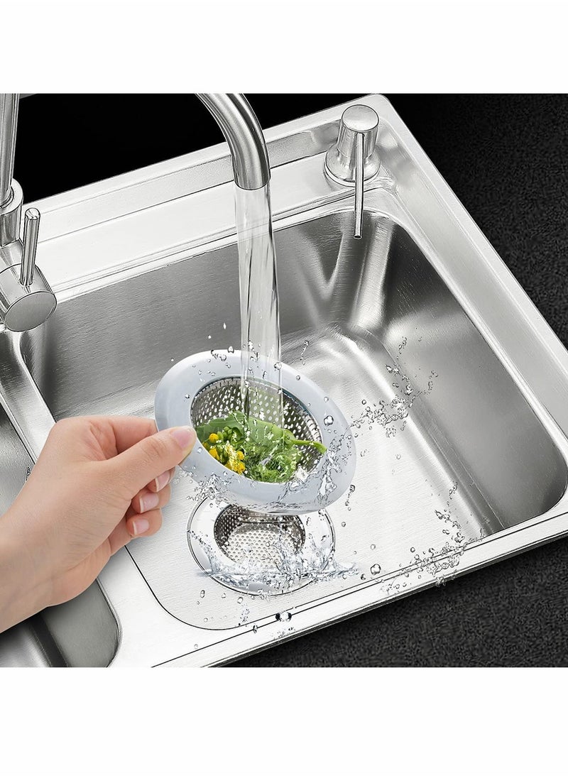 3-Piece Stainless Steel Kitchen Sink Strainer Removable Heavy-Duty Drain Filter Perfect for Kitchen Bathroom Basin Laundry Stop Hair Disposal Waste , Chrome