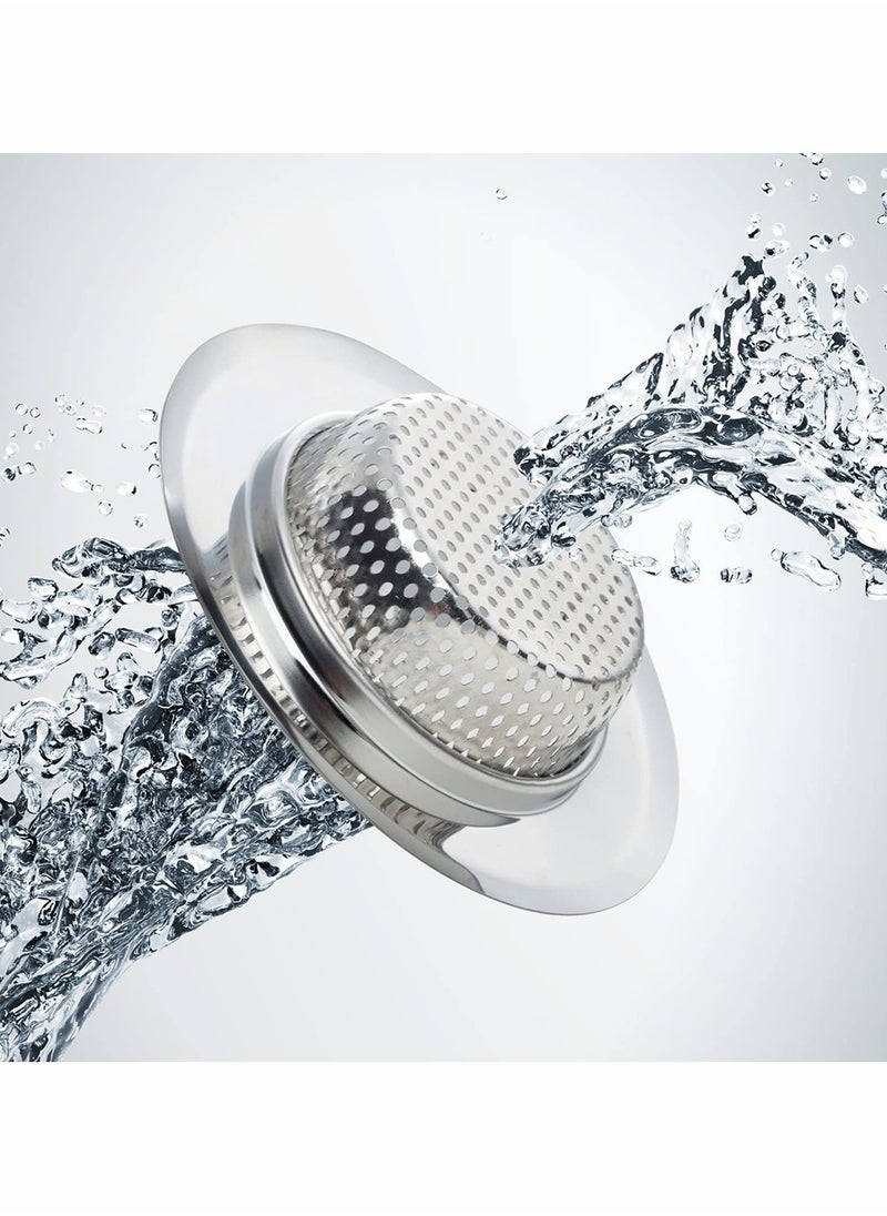 3-Piece Stainless Steel Kitchen Sink Strainer Removable Heavy-Duty Drain Filter Perfect for Kitchen Bathroom Basin Laundry Stop Hair Disposal Waste , Chrome