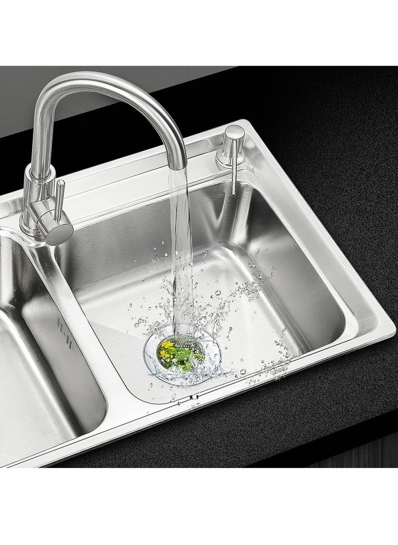 3-Piece Stainless Steel Kitchen Sink Strainer Removable Heavy-Duty Drain Filter Perfect for Kitchen Bathroom Basin Laundry Stop Hair Disposal Waste , Chrome