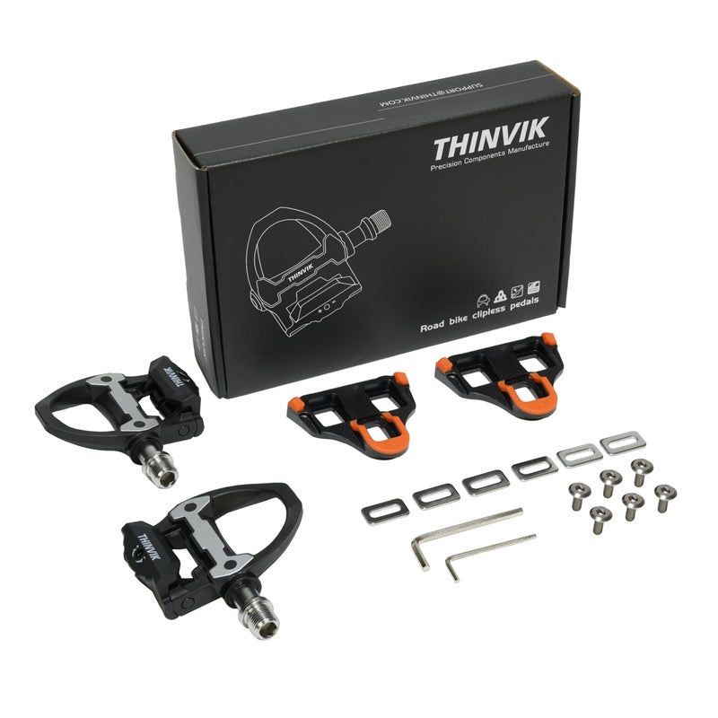 Thinvik Clipless Pedals Road Bike Cycling Pedals with Cleats Compatible with Shimano SPD SL System Pedal Center 53mm - Image 1