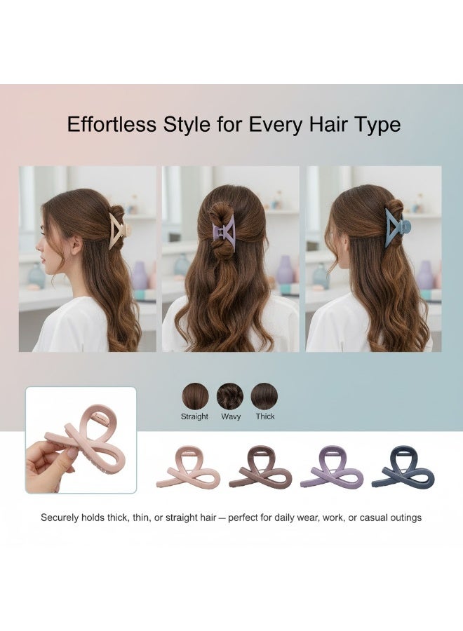 Dantiya 6 Pcs Hair Claw Clips for Women & Girls, Non-slip Strong Hold Plastic Jaw Clips for Thick or Medium Hair, Matte Finish Hair Catchers, Hair Accessories for Styling, Pinning Bangs, Buns & Everyday Hairstyles (Multi-Color) - Image 3
