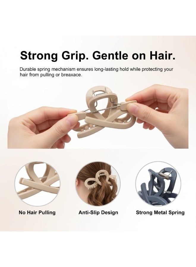 Dantiya 6 Pcs Hair Claw Clips for Women & Girls, Non-slip Strong Hold Plastic Jaw Clips for Thick or Medium Hair, Matte Finish Hair Catchers, Hair Accessories for Styling, Pinning Bangs, Buns & Everyday Hairstyles (Multi-Color) - Image 4