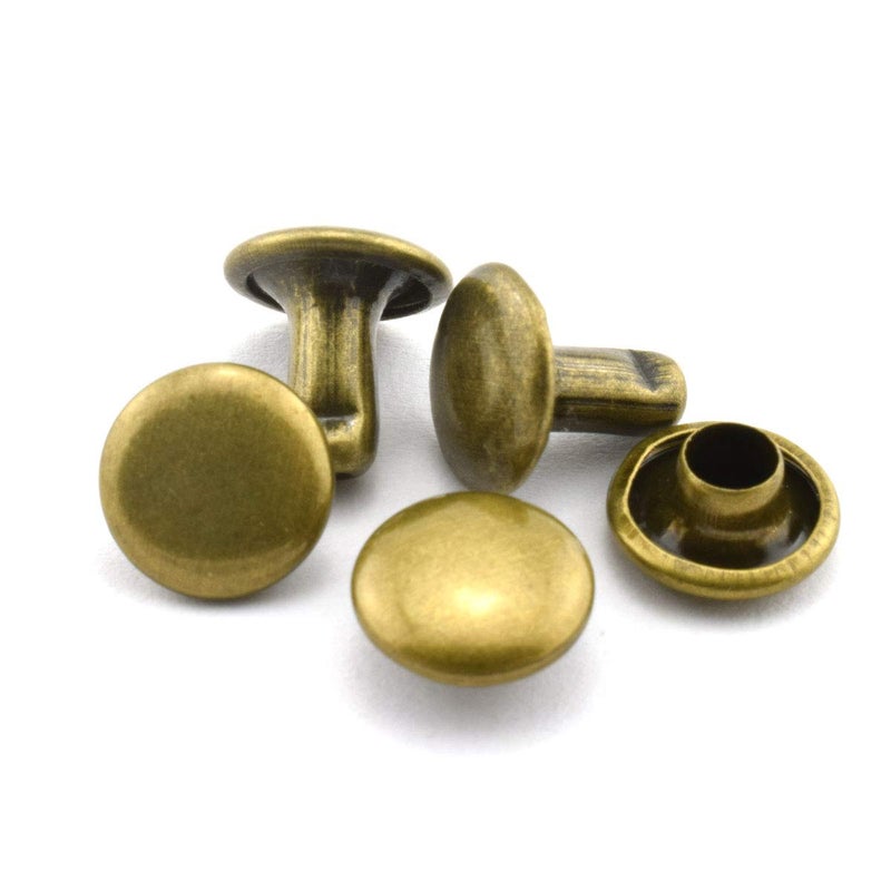 روافع مزدوجة الرأس برونزية سريعة 120 قطعة 8x8 مم رؤوس دائرية زخرفية لدراسات الحرف الجلدية 516 بوصة