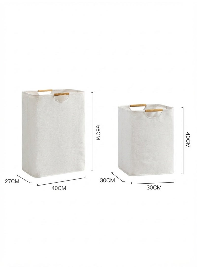 BELANO 2 Pack Waterproof Laundry Baskets, Collapsible Bag Organizer Basket, Storage Hamper for Clothes Toys Dirty Clothes Bedroom ( L+S, White) - Image 3