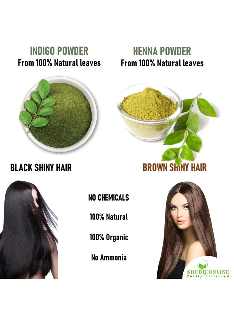 Shudh Online Indigo and Henna Powder Organic for Hair Colour (50 Grams each - 100 grams), avuri and Mehandi, Neela Amari, Natural Mehndi, Neel Patti, Cassia Obovata, Neelayamari, Neli Aku - Image 2