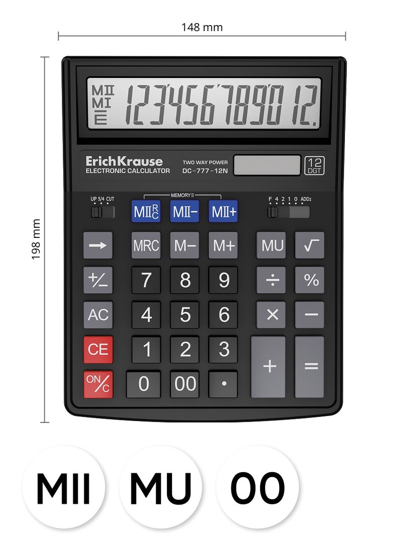 ErichKrause Desk electronic calculator 12-Digit DC-777-12N Classic, black (box 1 pc.) - Image 3