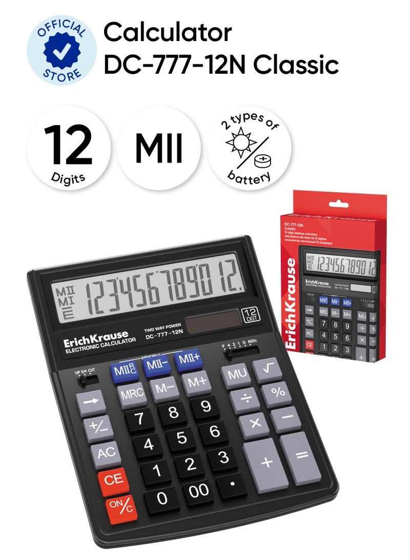 ErichKrause Desk electronic calculator 12-Digit DC-777-12N Classic, black (box 1 pc.) - Image 1