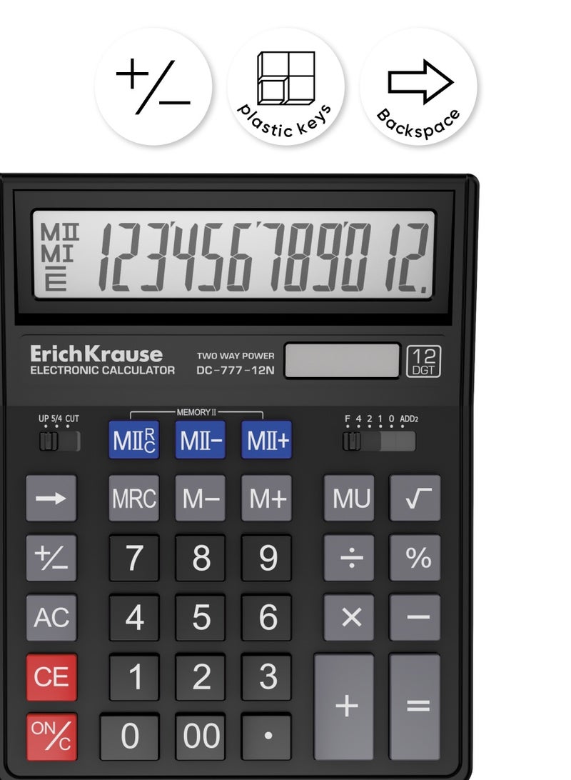 ErichKrause Desk electronic calculator 12-Digit DC-777-12N Classic, black (box 1 pc.) - Image 2