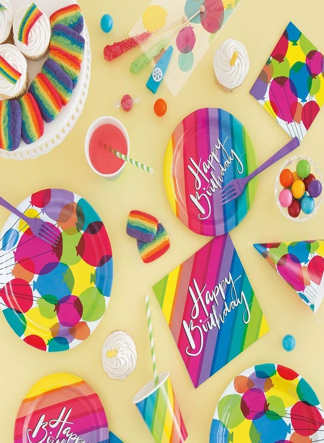 Unique Party Unique Balloons & Rainbow Birthday Round Dinner Plates - 9" (Pack of 8) - Colorful Birthday Celebration Tableware - Perfect for Kids & Adults - Image 2